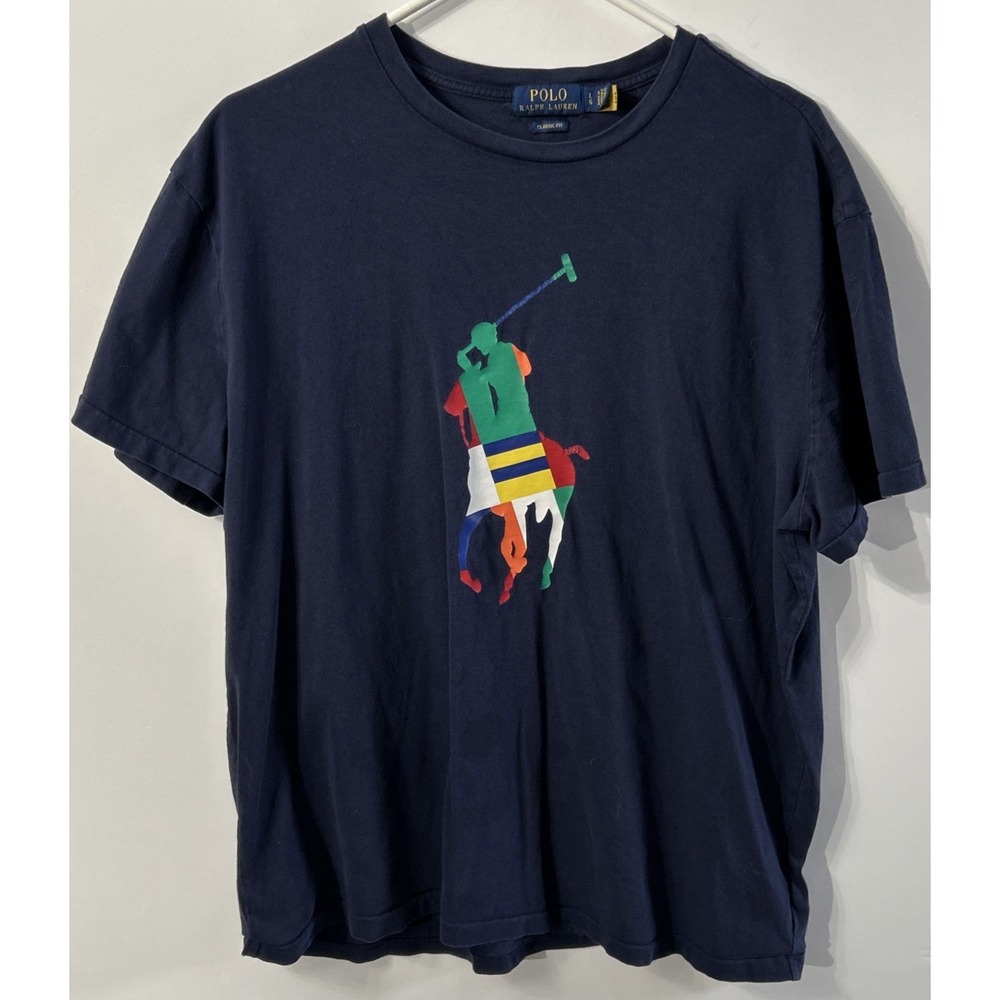 Mens Polo Ralph Lauren Logo Big Pony Crew Neck T-Shirt Classic Fit 100% Cotton L